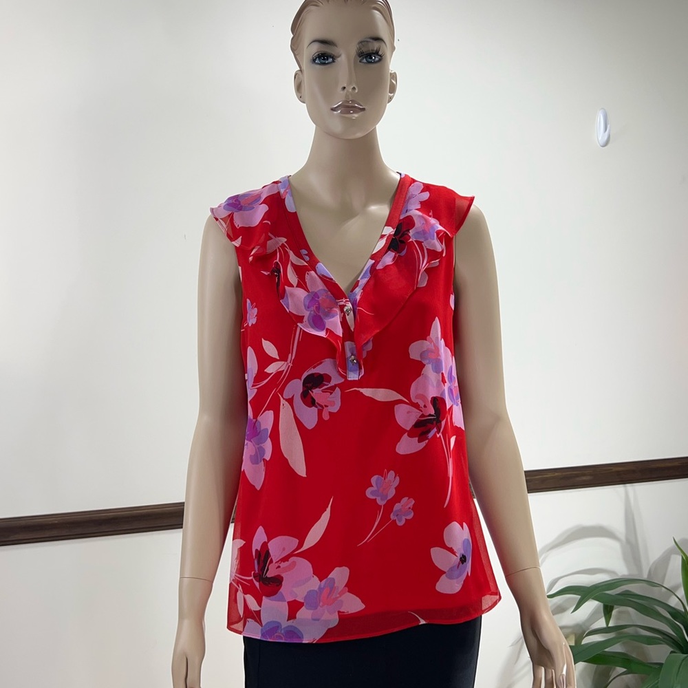 Calvin Klein sleeveless red top.
